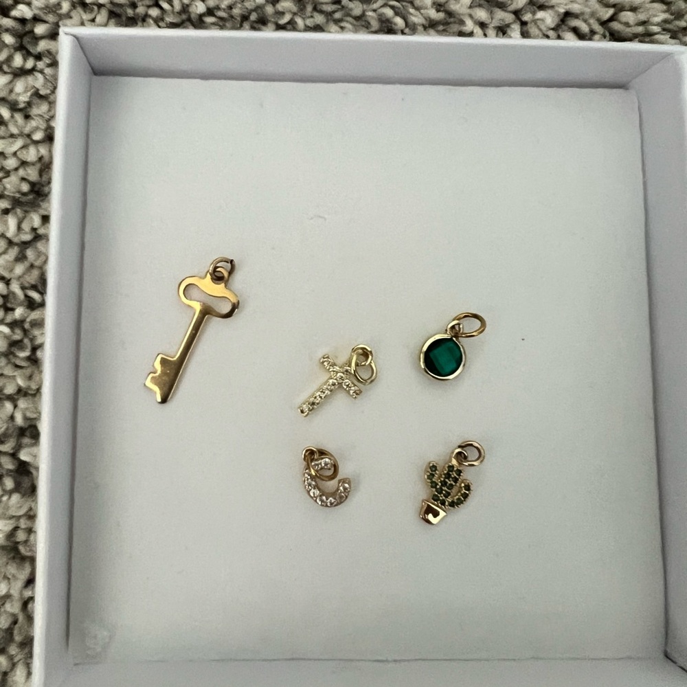 Gold necklace charms